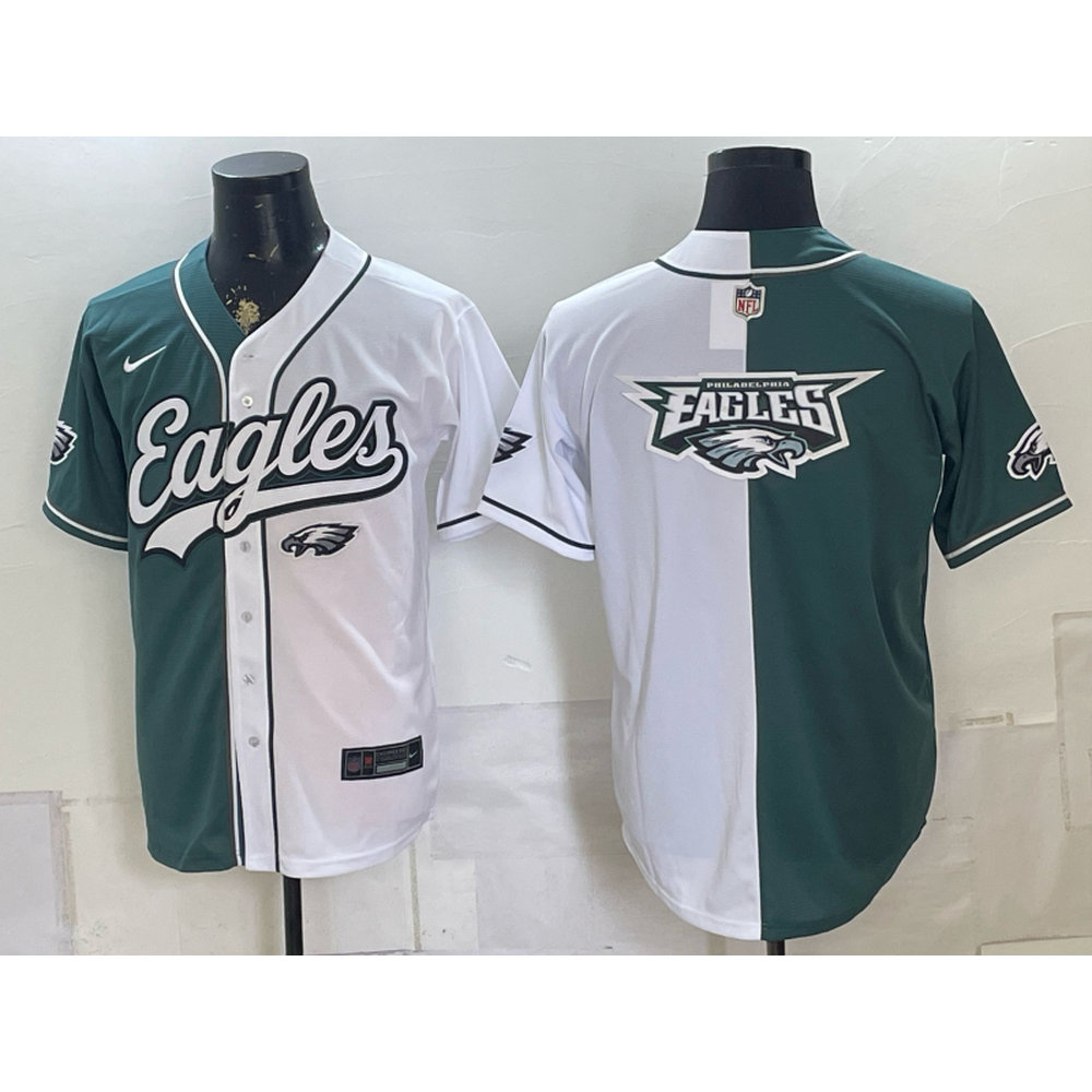 Youth Philadelphia Eagles Green Split Cool Base Stitched Baseball Jersey