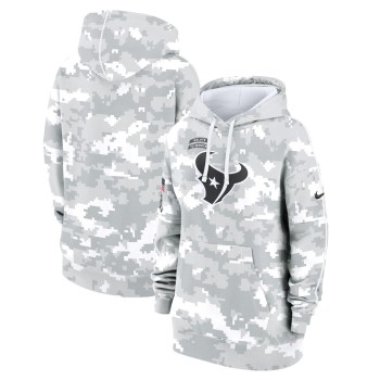 Women's Houston Texans Arctic Camo 2024 Salute To Service Club Fleece Pullover Hoodie