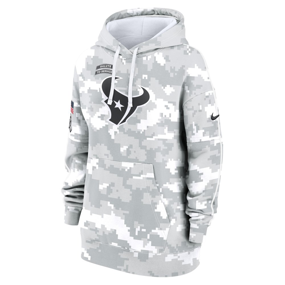 Women's Houston Texans Arctic Camo 2024 Salute To Service Club Fleece Pullover Hoodie Women's Houston Texans Arctic Camo 2024 Salute To Service Club Fleece Pullover Hoodie