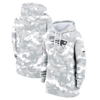 Women's New England Patriots Arctic Camo 2024 Salute To Service Club Fleece Pullover Hoodie Women's New England Patriots Arctic Camo 2024 Salute To Service Club Fleece Pullover Hoodie