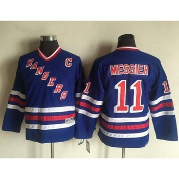 Rangers #11 Mark Messier Blue CCM Throwback Stitched Youth NHL Jersey