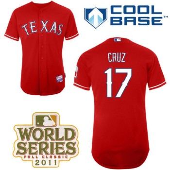 Rangers #17 Nelson Cruz Red Cool Base 2011 World Series Patch Stitched MLB Jersey Rangers #17 Nelson Cruz Red Cool Base 2011 World Series Patch Stitched MLB Jersey