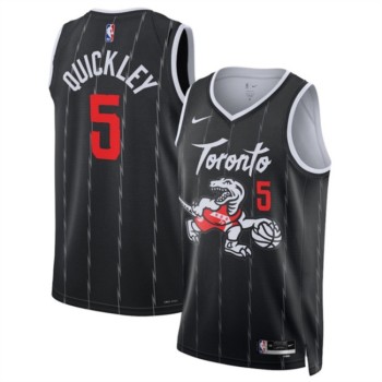 Men's Toronto Raptors #5 Immanuel Quickley Black 2025/26 City Edition Stitched Basketball Jersey