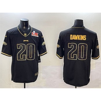 Men's Philadelphia Eagles #20 Brian Dawkins Black/Gold 2025 Super Bowl LIX Patch Salute To Service Vapor Untouchable Limited Stitched Football Jersey Men's Philadelphia Eagles #20 Brian Dawkins Black/Gold 2025 Super Bowl LIX Patch Salute To Service Vapor Untouchable Limited Stitched Football Jersey