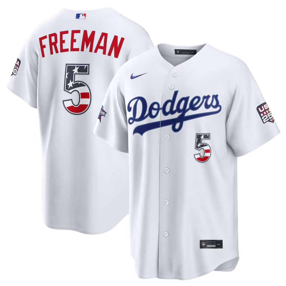 Youth Los Angeles Dodgers #5 Freddie Freeman Nike White 2026 All-Star Edition Stars & Stripes Stadium Jersey