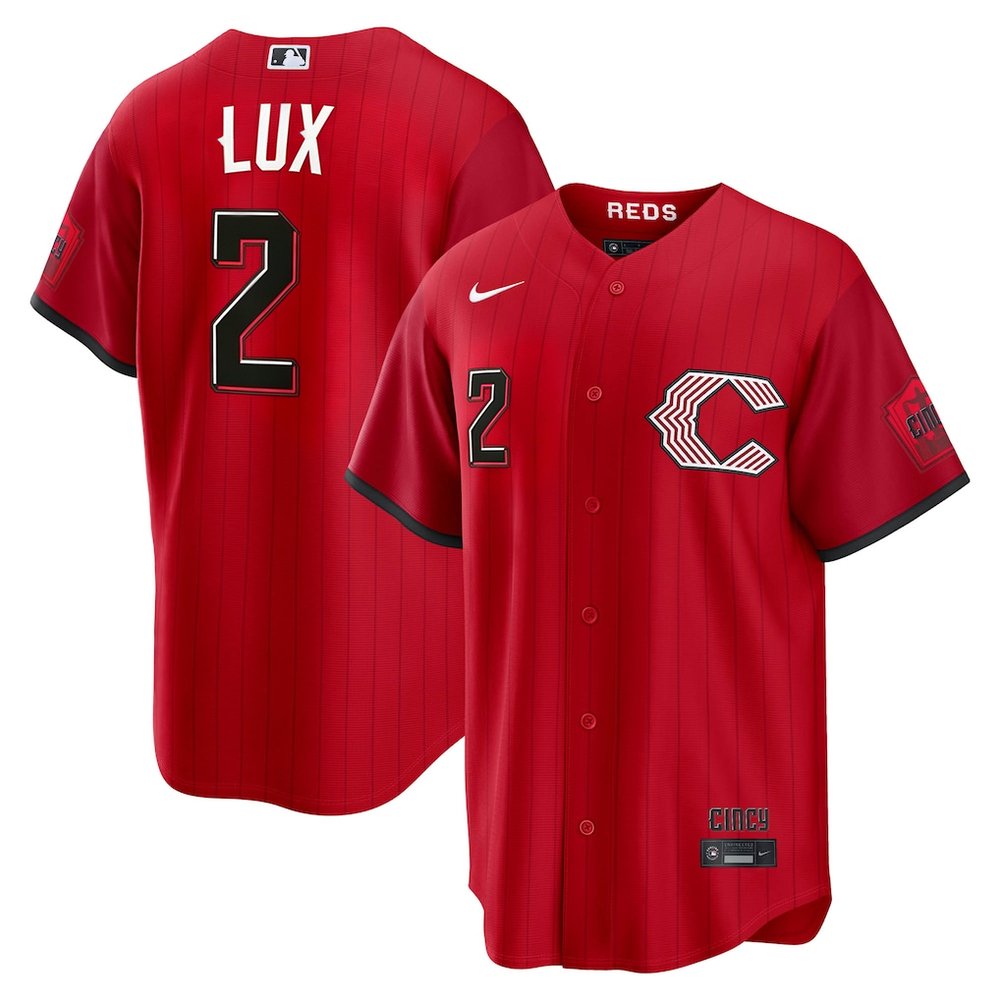 Men's Cincinnati Reds #2 Gavin Lux Red 2026 City Connect Stitched Jersey Men's Cincinnati Reds #2 Gavin Lux Red 2026 City Connect Stitched Jersey