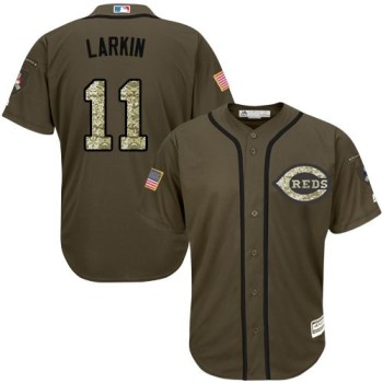 Reds #11 Barry Larkin Green Salute to Service Stitched Youth MLB Jersey Reds #11 Barry Larkin Green Salute to Service Stitched Youth MLB Jersey