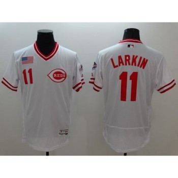 Reds #11 Barry Larkin White Flexbase Authentic Collection Cooperstown Stitched MLB Jersey Reds #11 Barry Larkin White Flexbase Authentic Collection Cooperstown Stitched MLB Jersey