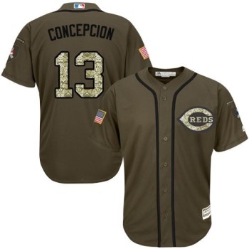 Reds #13 Concepcion Green Salute to Service Stitched MLB Jersey Reds #13 Concepcion Green Salute to Service Stitched MLB Jersey