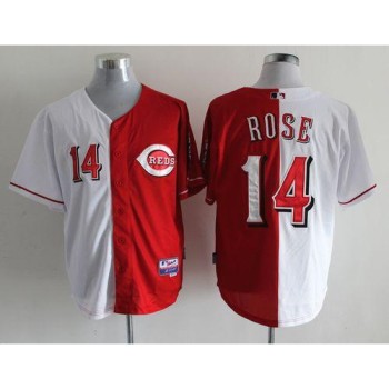 Reds #14 Pete Rose Red/White Split Fashion Stitched MLB Jersey Reds #14 Pete Rose Red/White Split Fashion Stitched MLB Jersey