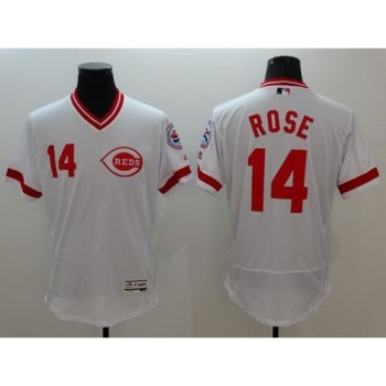 Reds #14 Pete Rose White Flexbase Authentic Collection Cooperstown Stitched MLB Jersey Reds #14 Pete Rose White Flexbase Authentic Collection Cooperstown Stitched MLB Jersey