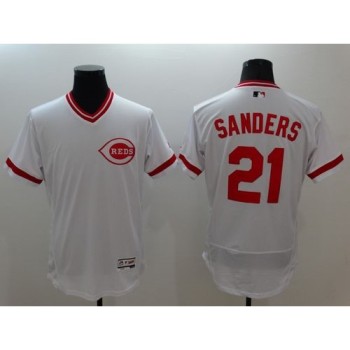 Reds #21 Reggie Sanders White Flexbase Authentic Collection Cooperstown Stitched MLB Jersey Reds #21 Reggie Sanders White Flexbase Authentic Collection Cooperstown Stitched MLB Jersey