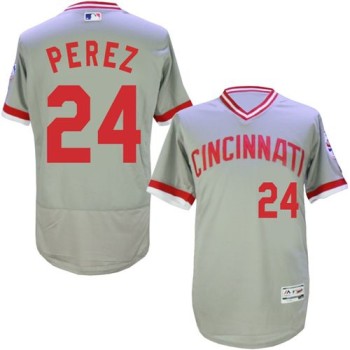 Reds #24 Tony Perez Grey Flexbase Authentic Collection Cooperstown Stitched MLB Jersey Reds #24 Tony Perez Grey Flexbase Authentic Collection Cooperstown Stitched MLB Jersey