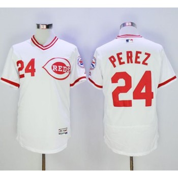 Reds #24 Tony Perez White Flexbase Authentic Collection Cooperstown Stitched MLB Jersey Reds #24 Tony Perez White Flexbase Authentic Collection Cooperstown Stitched MLB Jersey