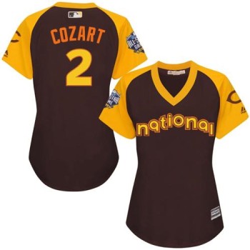 Reds #2 Zack Cozart Brown 2016 All-Star National League Women's Stitched MLB Jersey Reds #2 Zack Cozart Brown 2016 All-Star National League Women's Stitched MLB Jersey