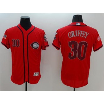 Reds #30 Ken Griffey Red Fashion Stars & Stripes Flexbase Authentic Stitched MLB Jersey Reds #30 Ken Griffey Red Fashion Stars & Stripes Flexbase Authentic Stitched MLB Jersey