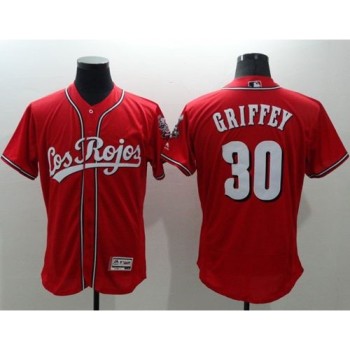 Reds #30 Ken Griffey Red Flexbase Authentic Collection Los Rojos Stitched MLB Jersey Reds #30 Ken Griffey Red Flexbase Authentic Collection Los Rojos Stitched MLB Jersey