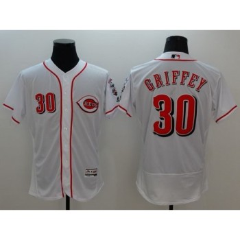 Reds #30 Ken Griffey White Flexbase Authentic Collection Stitched MLB Jersey Reds #30 Ken Griffey White Flexbase Authentic Collection Stitched MLB Jersey