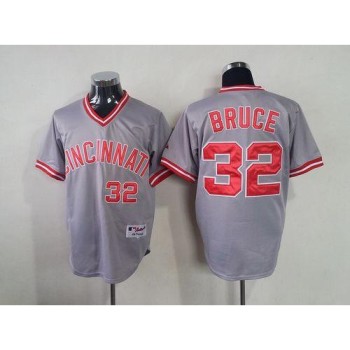 Reds #32 Jay Bruce Grey 1991 Turn Back The Clock Stitched MLB Jersey Reds #32 Jay Bruce Grey 1991 Turn Back The Clock Stitched MLB Jersey