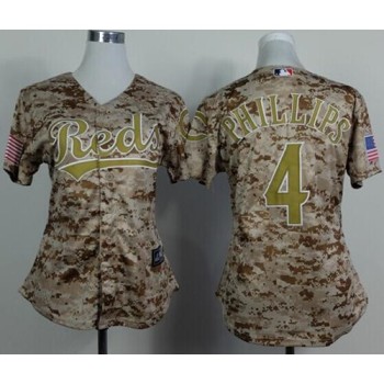 Reds #4 Brandon Phillips Camo Women's Alternate Cool Base Stitched MLB Jersey Reds #4 Brandon Phillips Camo Women's Alternate Cool Base Stitched MLB Jersey