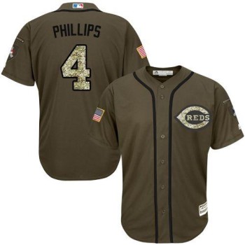 Reds #4 Brandon Phillips Green Salute to Service Stitched Youth MLB Jersey Reds #4 Brandon Phillips Green Salute to Service Stitched Youth MLB Jersey