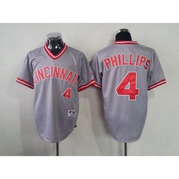 Reds #4 Brandon Phillips Grey 1991 Turn Back The Clock Stitched MLB Jersey Reds #4 Brandon Phillips Grey 1991 Turn Back The Clock Stitched MLB Jersey