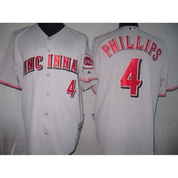 Reds #4 Brandon Phillips Grey Cool Base Stitched MLB Jersey Reds #4 Brandon Phillips Grey Cool Base Stitched MLB Jersey