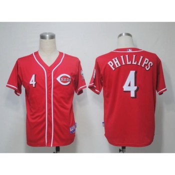 Reds #4 Brandon Phillips Red Cool Base Stitched MLB Jersey Reds #4 Brandon Phillips Red Cool Base Stitched MLB Jersey