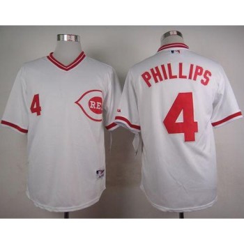 Reds #4 Brandon Phillips White 1990 Turn Back The Clock Stitched MLB Jersey Reds #4 Brandon Phillips White 1990 Turn Back The Clock Stitched MLB Jersey