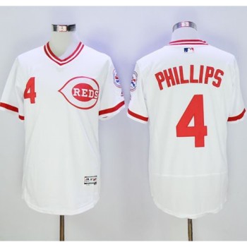 Reds #4 Brandon Phillips White Flexbase Authentic Collection Cooperstown Stitched MLB Jersey Reds #4 Brandon Phillips White Flexbase Authentic Collection Cooperstown Stitched MLB Jersey
