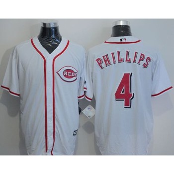Reds #4 Brandon Phillips White New Cool Base Stitched MLB Jersey Reds #4 Brandon Phillips White New Cool Base Stitched MLB Jersey