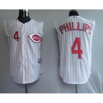 Reds #4 Brandon Phillips White Vest Style Stitched MLB Jersey Reds #4 Brandon Phillips White Vest Style Stitched MLB Jersey