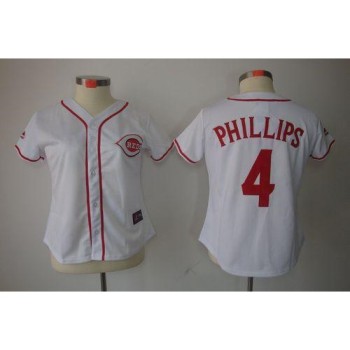 Reds #4 Brandon Phillips White Women's Fashion Stitched MLB Jersey Reds #4 Brandon Phillips White Women's Fashion Stitched MLB Jersey