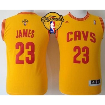 Revolution 30 Cavaliers #23 LeBron James Gold The Finals Patch Stitched Youth NBA Jersey