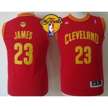 Revolution 30 Cavaliers #23 LeBron James Red The Finals Patch Stitched Youth NBA Jersey