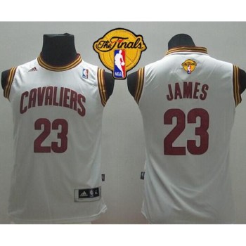 Revolution 30 Cavaliers #23 LeBron James White The Finals Patch Stitched Youth NBA Jersey