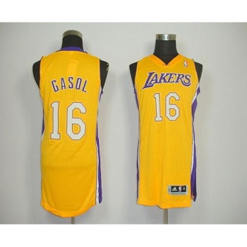 Revolution 30 Lakers #16 Pau Gasol Yellow Stitched NBA Jersey Revolution 30 Lakers #16 Pau Gasol Yellow Stitched NBA Jersey