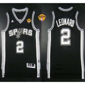 Revolution 30 Spurs #2 Kawhi Leonard Black Finals Patch Stitched NBA Jersey