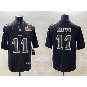 Men's Philadelphia Eagles #11 A. J. Brown Black 2025 Super Bowl LIX Patch Fashion Vapor Untouchable Limited Stitched Football Jersey Men's Philadelphia Eagles #11 A. J. Brown Black 2025 Super Bowl LIX Patch Fashion Vapor Untouchable Limited Stitched Football Jersey