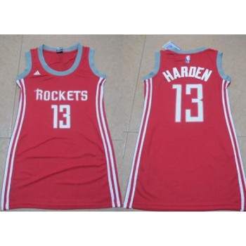 Rockets #13 James Harden Red Women's Dress Stitched NBA Jersey