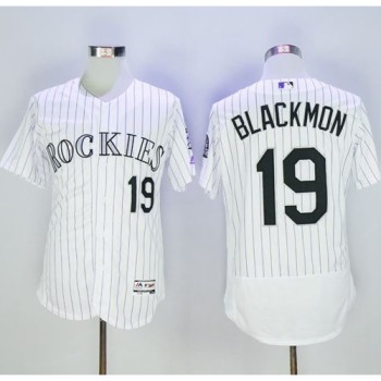 Rockies #19 Charlie Blackmon White Strip Flexbase Authentic Collection Stitched MLB Jersey Rockies #19 Charlie Blackmon White Strip Flexbase Authentic Collection Stitched MLB Jersey