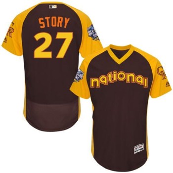 Rockies #27 Trevor Story Brown Flexbase Authentic Collection 2016 All-Star National League Stitched MLB Jersey Rockies #27 Trevor Story Brown Flexbase Authentic Collection 2016 All-Star National League Stitched MLB Jersey
