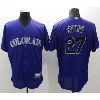 Rockies #27 Trevor Story Purple Flexbase Authentic Collection Stitched MLB Jersey