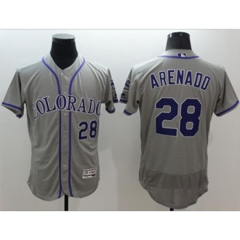 Rockies #28 Nolan Arenado Grey Flexbase Authentic Collection Stitched MLB Jersey Rockies #28 Nolan Arenado Grey Flexbase Authentic Collection Stitched MLB Jersey