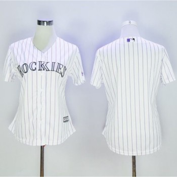 Rockies Blank White Strip Women's Home Stitched MLB Jersey Rockies Blank White Strip Women's Home Stitched MLB Jersey