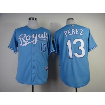 Royals #13 Salvador Perez Light Blue Cool Base Stitched MLB Jersey Royals #13 Salvador Perez Light Blue Cool Base Stitched MLB Jersey
