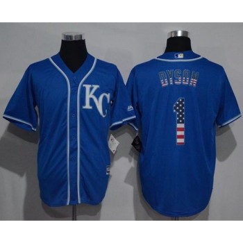 Royals #1 Jarrod Dyson Blue USA Flag Fashion Stitched MLB Jersey