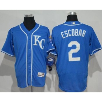 Royals #2 Alcides Escobar Royal Blue Flexbase Authentic Collection Stitched MLB Jersey
