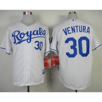 Royals #30 Yordano Ventura White Cool Base Stitched MLB Jersey