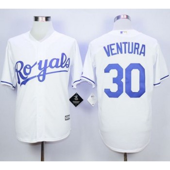 Royals #30 Yordano Ventura White New Cool Base Stitched MLB Jersey